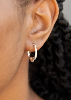 Golden Moments Sterling Silver Heart Creole Earrings