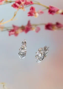 Golden Moments Sterling Silver Heart White CZ Stud Earrings