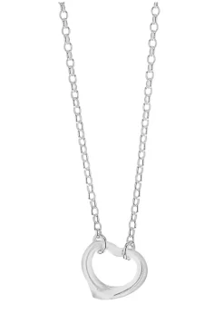 Golden Moments Sterling Silver Belcher Chain and Heart Necklace