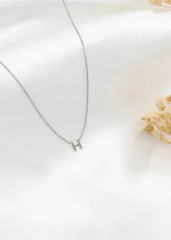 Golden Moments Sterling Silver 'H' Initial  Necklace