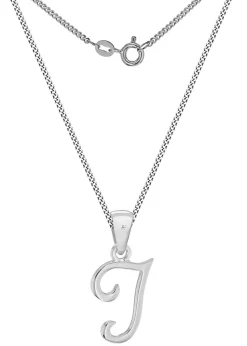 Golden Moments Sterling Silver Diamond 'J' Initial Necklace