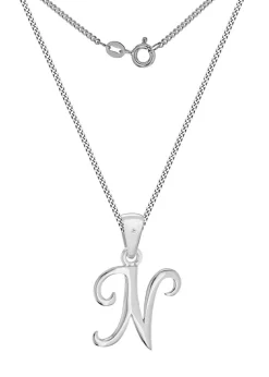 Golden Moments Sterling Silver Diamond 'N' Initial Necklace