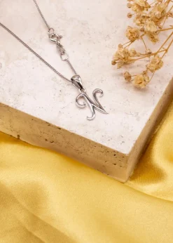 Golden Moments Sterling Silver Diamond 'N' Initial Necklace