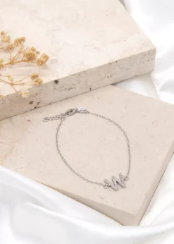 Golden Moments Sterling Silver CZ 'D' Initial Bracelet