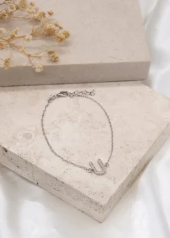 Golden Moments Sterling Silver Diamond 'I' Initial Necklace