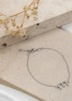 Golden Moments Sterling Silver CZ 'E' Initial Bracelet