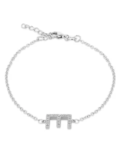 Golden Moments Sterling Silver CZ 'E' Initial Bracelet