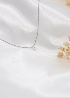 Golden Moments Sterling Silver 'E' Initial  Necklace