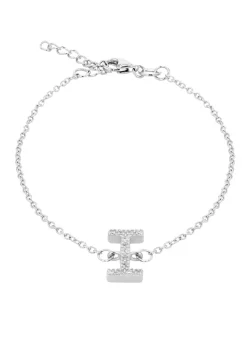Golden Moments Sterling Silver Diamond 'T' Initial Necklace