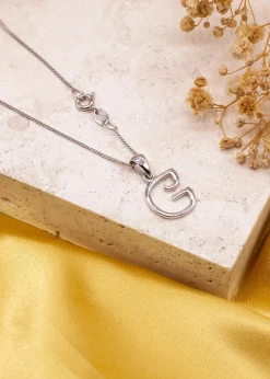 Golden Moments Sterling Silver Diamond 'G' Initial Necklace