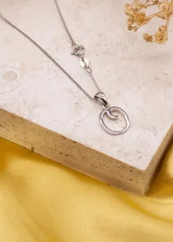Golden Moments Sterling Silver Diamond 'O' Initial Necklace