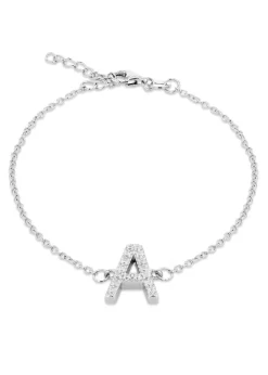 Golden Moments Sterling Silver CZ 'A' Initial Bracelet