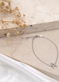 Golden Moments Sterling Silver CZ 'A' Initial Bracelet