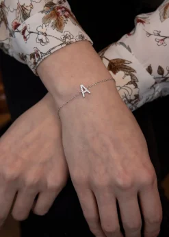 Golden Moments Sterling Silver CZ 'A' Initial Bracelet
