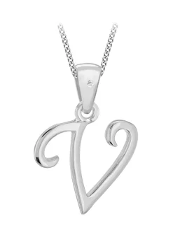 Golden Moments Sterling Silver Diamond 'V' Initial Necklace
