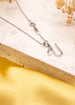 Golden Moments Sterling Silver Diamond 'U' Initial Necklace