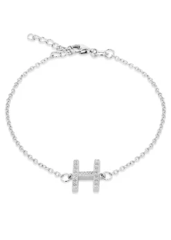 Golden Moments Sterling Silver CZ 'H' Initial Bracelet