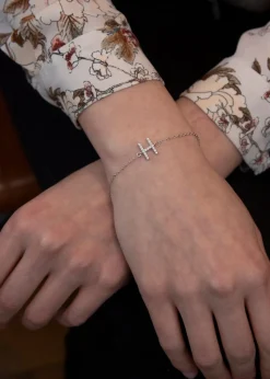 Golden Moments Sterling Silver CZ 'H' Initial Bracelet