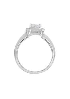 Golden Moments Sterling Silver CZ Princess Cluster Ring