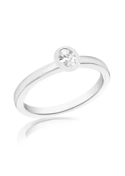 Golden Moments Sterling Silver White Oval CZ Band Ring