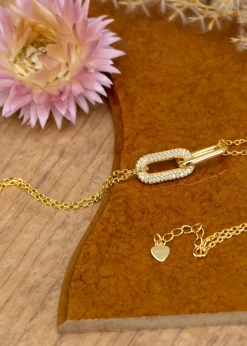 Golden Moments Yellow Gold Plated Paper Link with CZ Bracelet