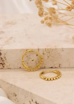 Golden Moments Yellow Gold Plated Ball-Tube Hoop Creole Earrings