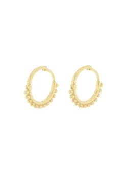 Golden Moments Yellow Gold Plated Ball-Tube Hoop Creole Earrings