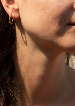 Golden Moments Yellow Gold Plated Ball-Tube Hoop Creole Earrings