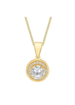 Golden Moments Yellow Gold Plated CZ Halo Necklace