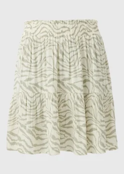 Green Animal Cheesecloth Mini Skirt