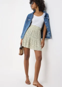 Green Animal Cheesecloth Mini Skirt