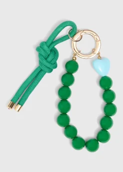 Green Bead Charm Keyring