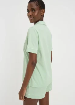 Green  Button Through Short Pyjama Set