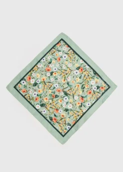 Green Floral Pocket Square