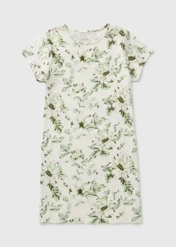 Green Floral Print T-Shirt Nightie