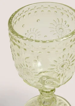 Green Meadow Floral Wine Glass