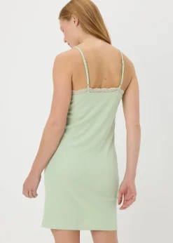 Green Ribbed Lace Chemise Nightie