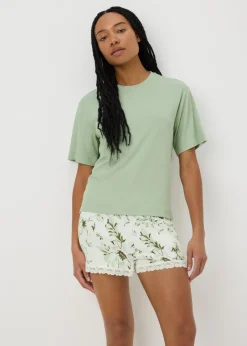 Green Ribbed Pyjama T-Shirt