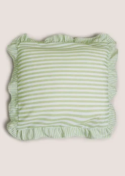 Green Stripe Frill Edge Cushion