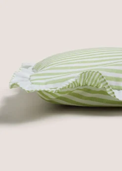 Green Stripe Frill Edge Cushion