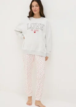 Grey Be Mine Sweatshirt Top & Bottoms Pyjama Set