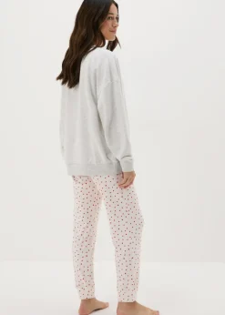 Grey Be Mine Sweatshirt Top & Bottoms Pyjama Set