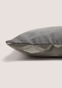 Grey Crushed Velvet Diamond Cushion