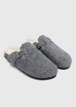 Grey Footbed Mule Slippers