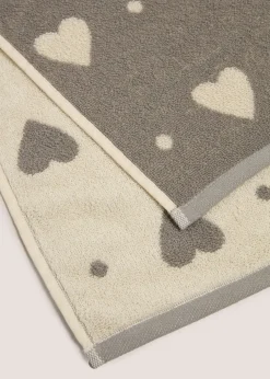 Grey Heart Jacquard Towel