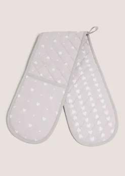 Grey Heart Oven Gloves