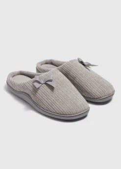 Grey Hidden Support Mule Slippers