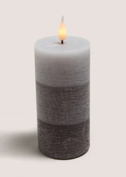 Grey LED Candle (7.5cm x 18cm)
