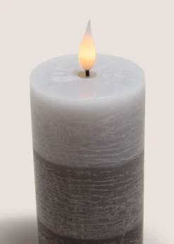 Grey LED Candle (7.5cm x 18cm)