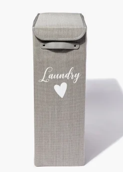 Grey Narrow Laundry Basket (40cm x 21cm x 60cm)